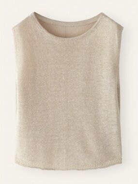 Poetry Women’s SIZE 14 Délavé Linen Knitted Top in Parchment